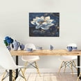 thumbnail image 5 of Gukieu Blue Golden Dream Lotus Print Canvas Decorative Hanging Painting, Waterproof Art Wall Decoration with Frame, Suitable for Living Room, Bedroom, 5 of 6