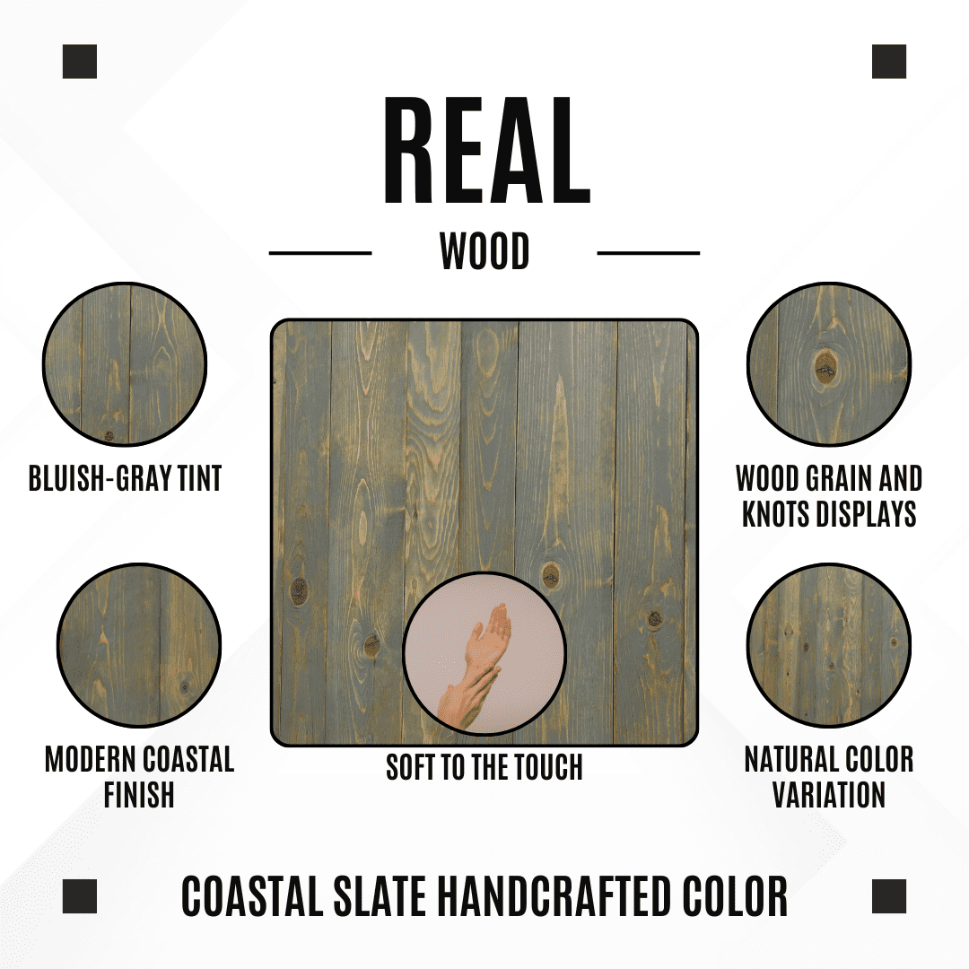 Barn Walls Coastal Twin Solid Wood Headboard, Natural Wood Grain, Wall Mount, Bluish-Gray