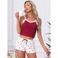 thumbnail image 3 of DARING DIVA Women's 2-Piece Pajama Set Lace Tops Sleeveless Floral Shorts M Red, 3 of 7