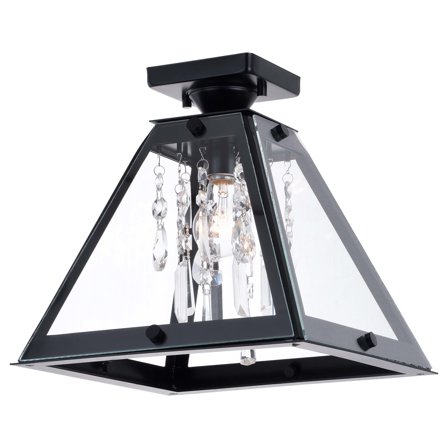 Tremont 12.5-in W Crystal Black Urban Loft Semi Flush Mount Ceiling Light