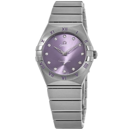 Omega Constellation Quartz 28 MM Purple Diamond Dial Steel Women's Watch 131.10.28.60.60.002