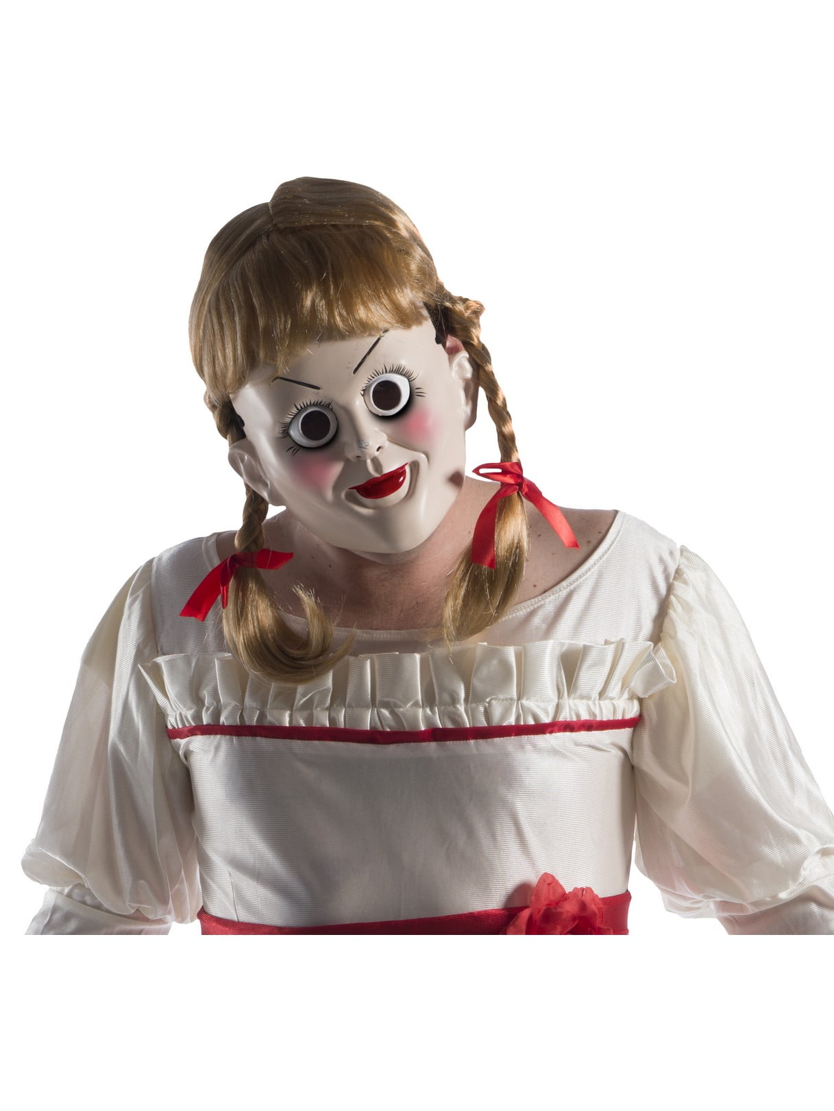 Details about   Annabelle Mask Scary Halloween Cosplay Costume Wig Adult Latex USA SELLER 