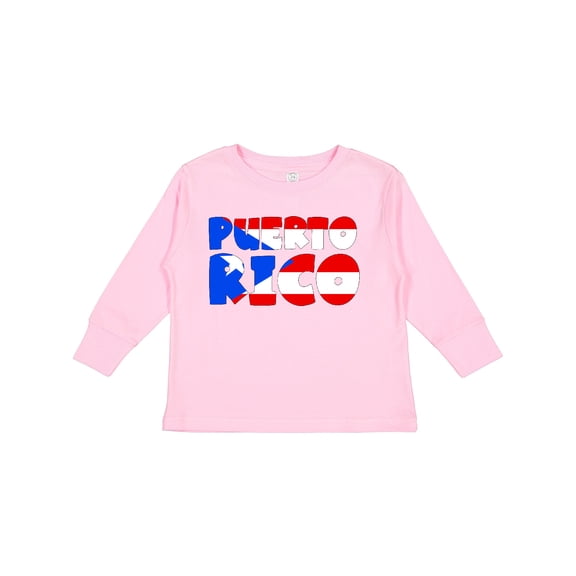 Inktastic Puerto Rico Flag in Text Boys or Girls Long Sleeve Toddler T-Shirt