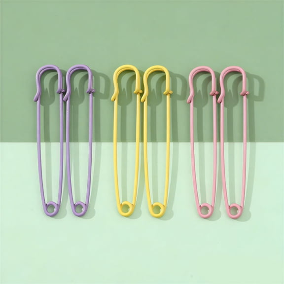 VANIDO 6pcs Extra-Large Steel Safety Pin for Cardigan Cape / Blankets / Skirts / Kilts / Crafts (Mixed Colors)