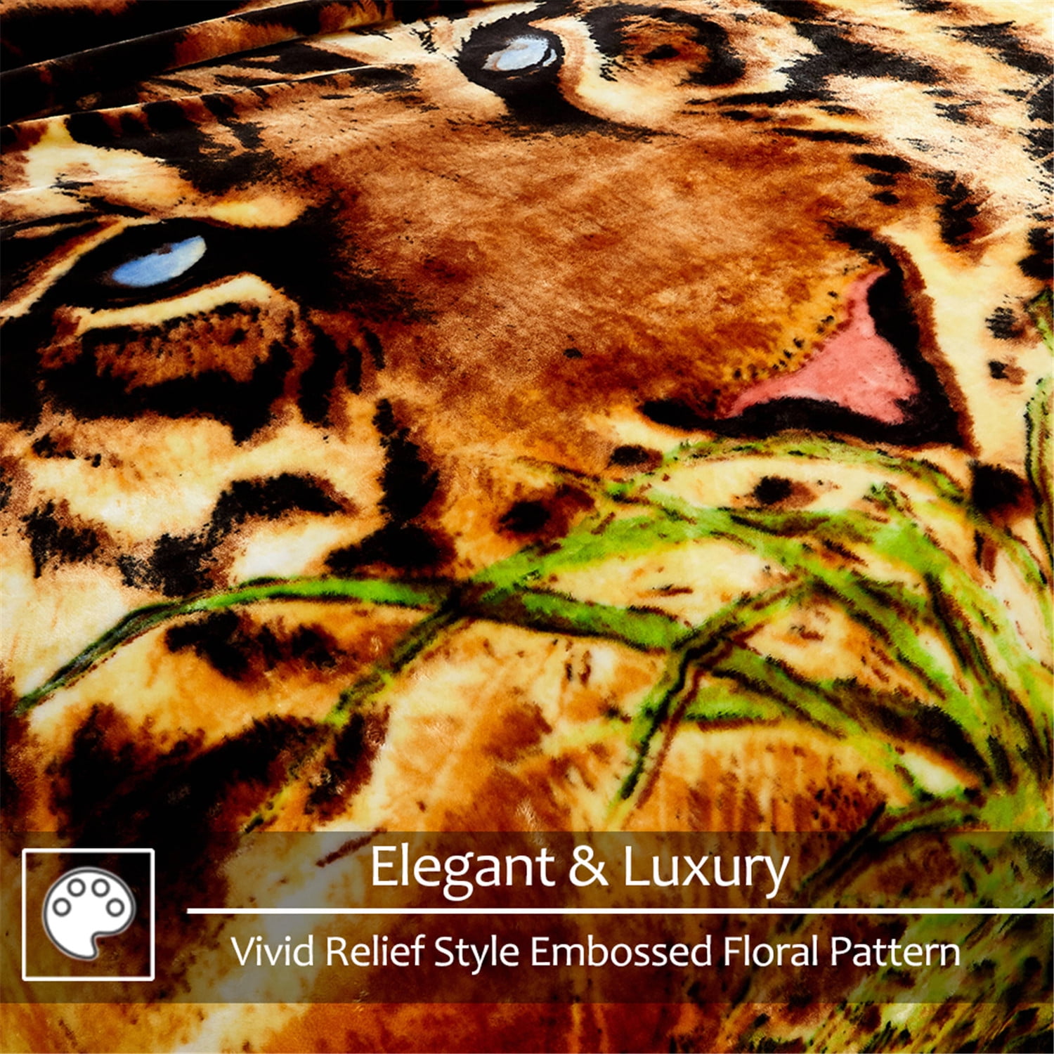 NC Plush Fleece Bed Blanket, Soft, Reversible Warm Blanket Queen 77"x87", Tiger