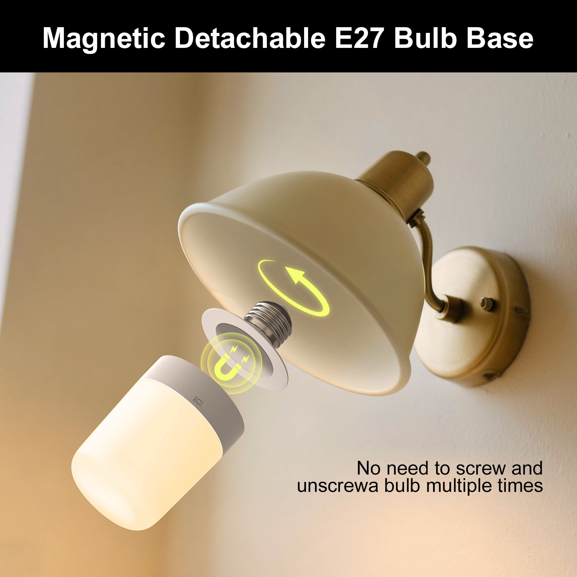 YANSUN 2-Pack Rechargeable Under Cabinet Light, RGBCW, 1.5W 148LM, Remote Control & Dimmable, Magnetic & Snap-in E27/E12 Base for Kitchen, Closet, Shelf