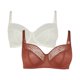 thumbnail image 1 of Gorgeous - Sujetador Estampado Animal de Malla para Mujer - Pack de 2 (Tostado, Blanco), 1 of 3