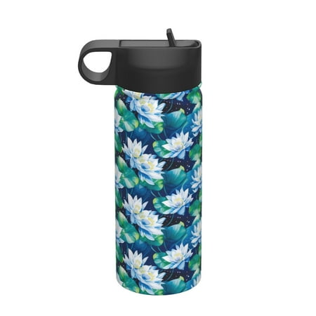 

Gaeub Blue Lotus Flower Printed 18oz Sports Insulated Kettle With Straw Sports Insulated Bottle Water Bottle For Running Hiking Cycling Climbing Mens Womans Insulated Water Bottle