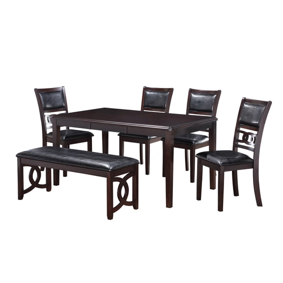 New Classic Furniture Gia 6-Piece Wood Dining Table Set in Ebony