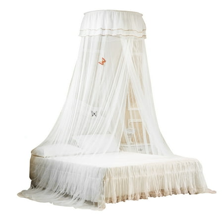 Round Wood Canopy (Bed Canopy-Fitbest Princess Bed Canopy Mosquito Net for Kids Baby Round Dome Kids Indoor Outdoor Castle Play Tent Hanging House Decoration Reading nook with Butterflies-)
