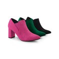 thumbnail image 2 of BLISSFUL STEP Pointy Toe Slip on Block Heels Chelsea Ankle Booties for Women, 2 of 7