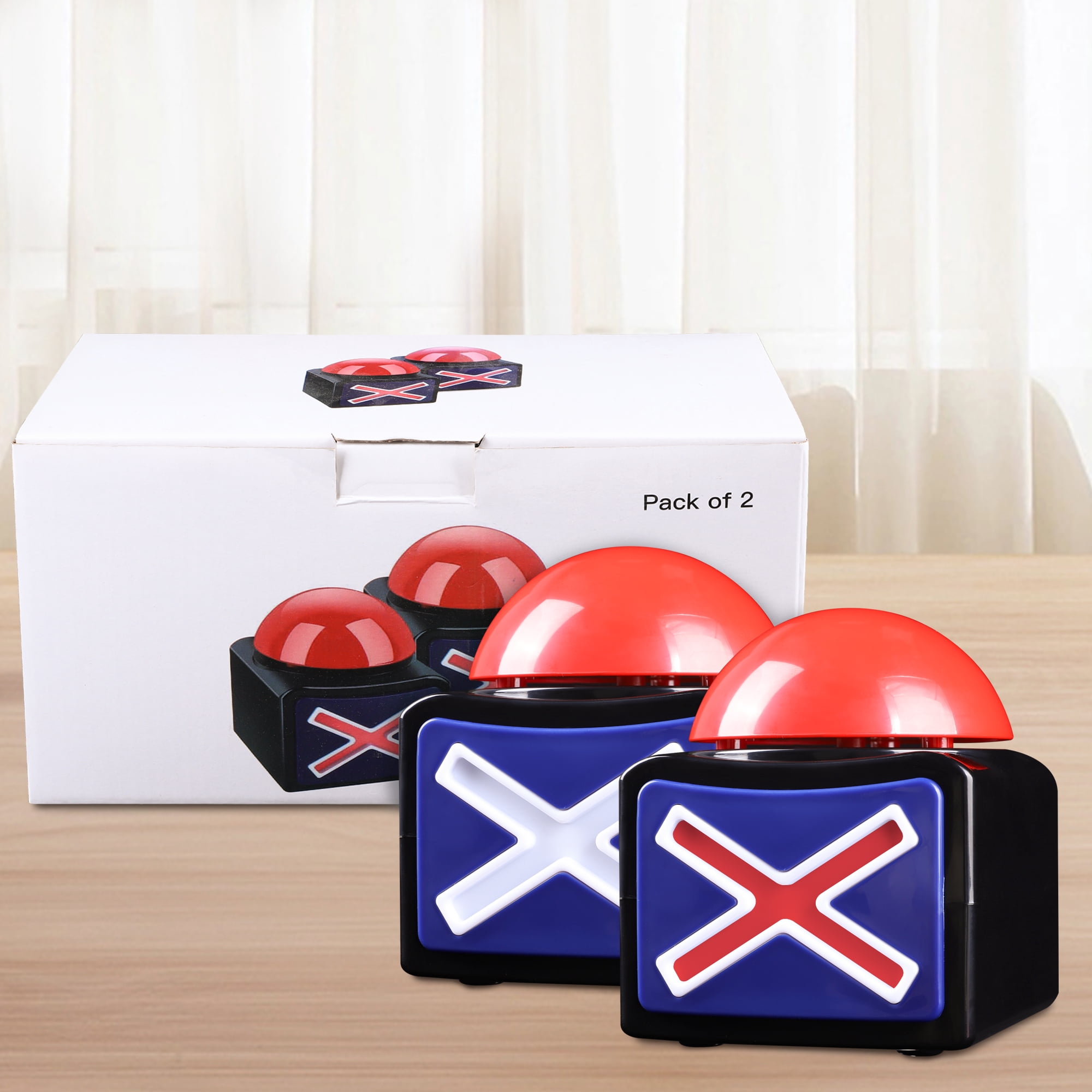 MyMealivos 2 Pcs Answer Buzzers for Adults with Lights and Sound, Novelty Toy Button for Game Quiz Family Classroom