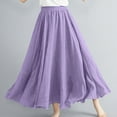thumbnail image 2 of Lovskoo Women's Plus Size Linen Skirt Casual Ankle Length High Waist Pleated A-Line Flowy Long Maxi Skirt with Pockets Purple Free Size, 2 of 7
