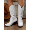 thumbnail image 4 of Women Heart Graphic Embroidered Fashion Boots, Vacation Black Square Toe Western Boots For Outdoor, 4 of 4