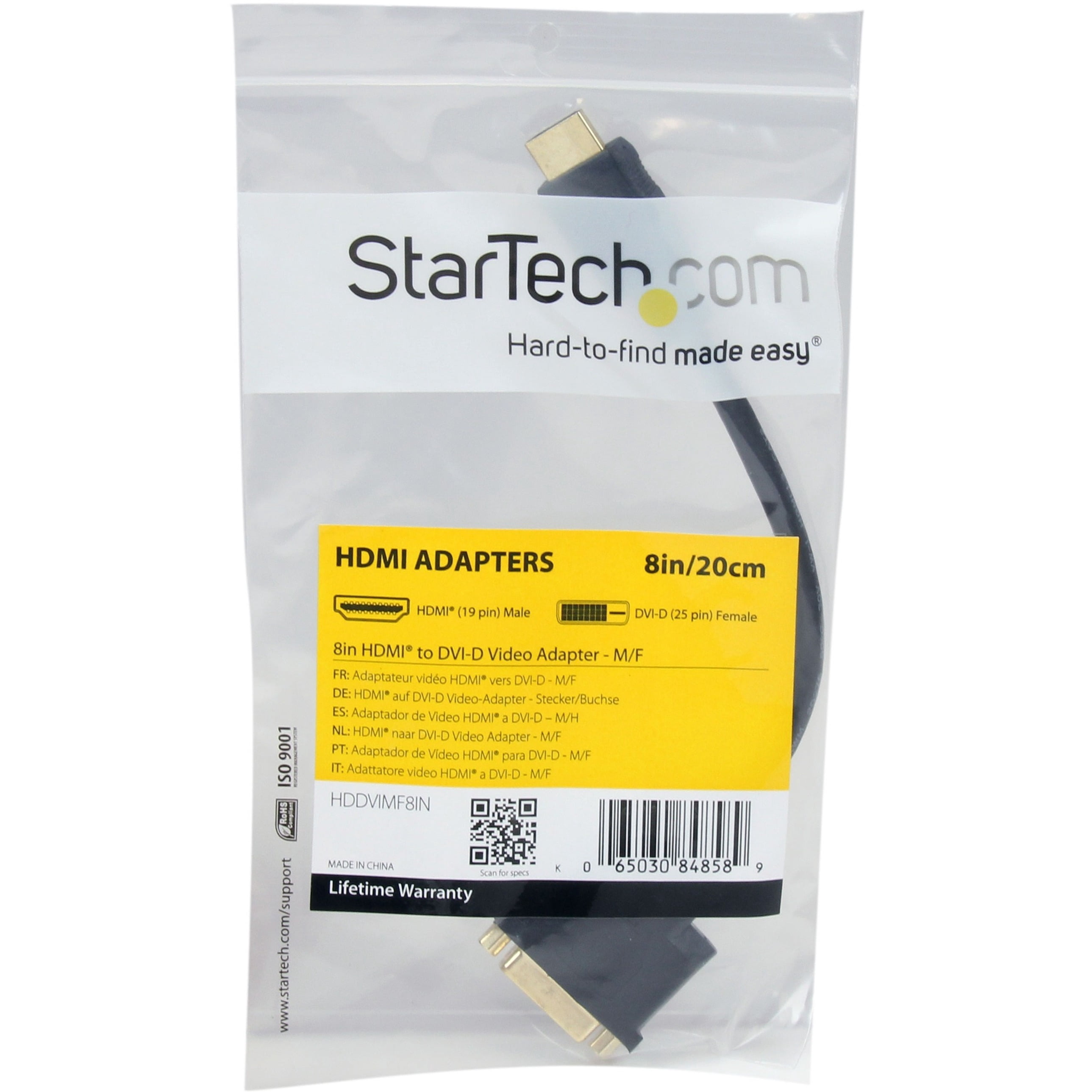 StarTech Accessory HDDVIMF8IN 8inch HDMI to DVI-D Video Cable Adapter Famale/Male Retail