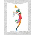 thumbnail image 1 of New Orleans Tapestry, Mardi Gras Themed Jester Holding Mask and Necklaces Colorful Cartoon Character, Wall Hanging for Bedroom Living Room Dorm Decor, 40W X 60L Inches, Multicolor, by Ambesonne, 1 of 2