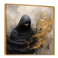 thumbnail image 2 of Designart "Arabic Woman In Black And Gold" Abstract Painting Floater Framed Wall Decor, 2 of 5