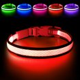 thumbnail image 1 of USB LED Dog Collar Lights - Adjustable Comfortable Soft Mesh Safety Collar Dogs, Colorful Lights for Nighttime Visibility,Red,L, 1 of 7