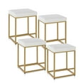 thumbnail image 3 of MF Studio 24" Counter Height Bar Stool Set of 4, Upholstered Faux Leather Backless Counter Stool for Kitchen Island, Gold and White, 3 of 7