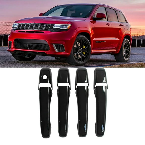 NINTE Door Handle Cover for 2011-2021 Jeep Grand Cherokee 2011-2022 Dodge Durange Black No Smt Key Hole