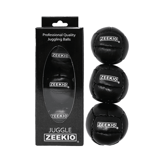 Zeekio Galaxy Juggling Balls - Premium 12 Panel Genuine Leather Balls - 130g - 67mm - Pack of 3, Black