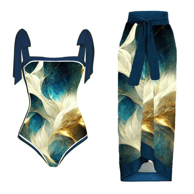 Trajes de baño Amzcrzy Tankini para mujer bikini sexy de una pieza para mujer traje de baño con cordones estampado del Día de la falda larga conjuntos de dos piezas traje de baño morado XL