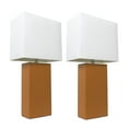 thumbnail image 1 of Elegant Designs 2 Pack Modern Leather Table Lamps with White Fabric Shades, 1 of 3