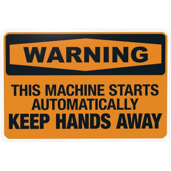 This Machine Starts Automatically Keep Hands Away Warning Sign, Security Safety Metal Signs, Vintage Caution Poster Wall Decor for Business Office Home Street Road Custom Use 12 x 8 Inch