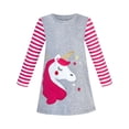 thumbnail image 1 of Girls Dress Cotton Long Sleeve Unicorn Embroidery Gray 6 Years, 1 of 6