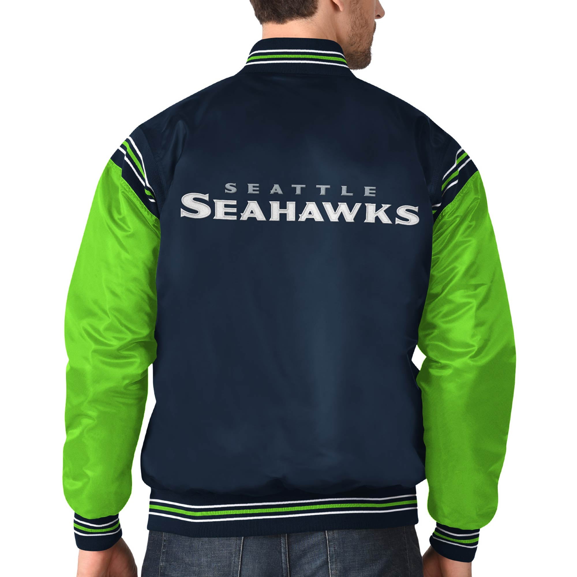 Men's Starter College Navy/Neon Green Seattle Seahawks Enforcer