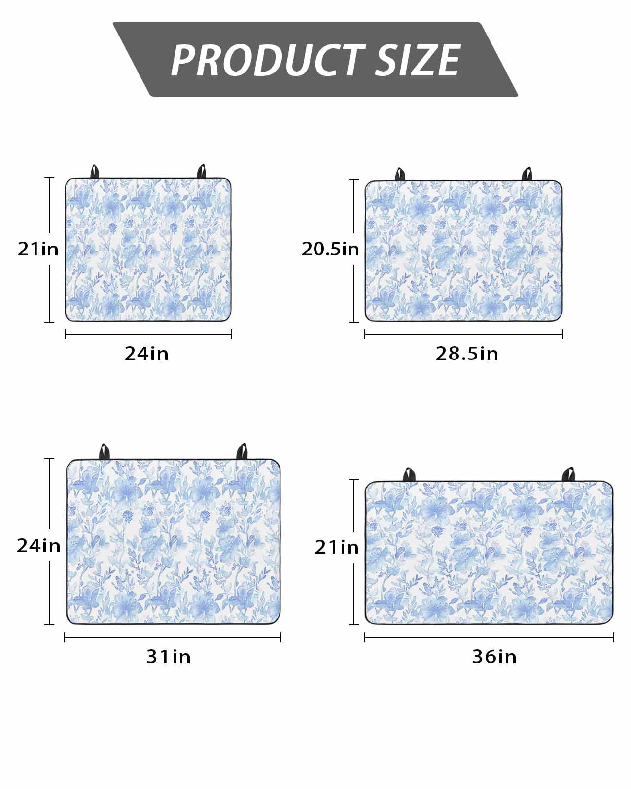 Stove Top Covers for Electric Stove, Watercolor Blue Floral Glass Stovetop Cover Protector, Blue Ombre Botanical Summer Induction Cooktop Protector Oven Mat for Kitchen Countertop 24"x21"
