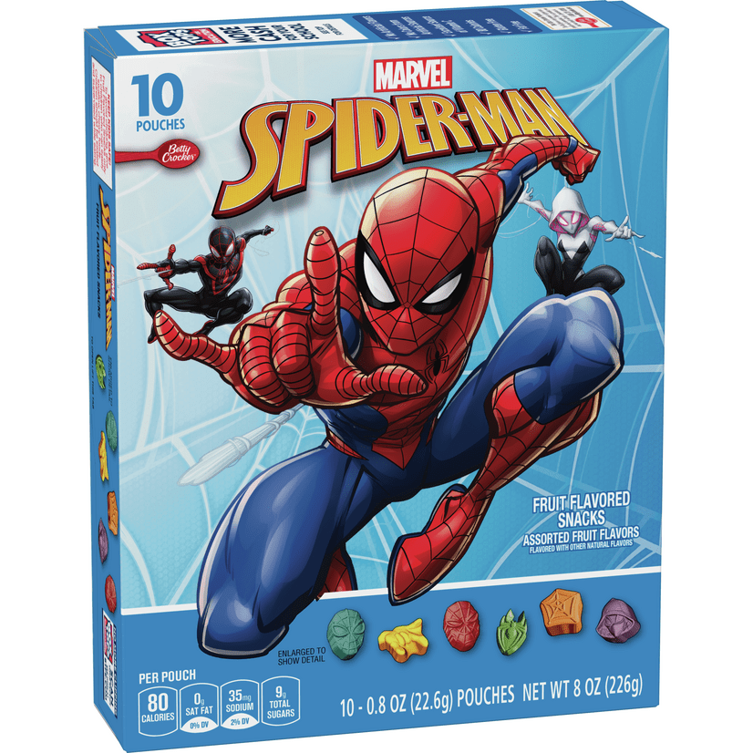 Betty Crocker Spiderman Fruit Snacks, Gluten Free, 8 oz, 10 ct
