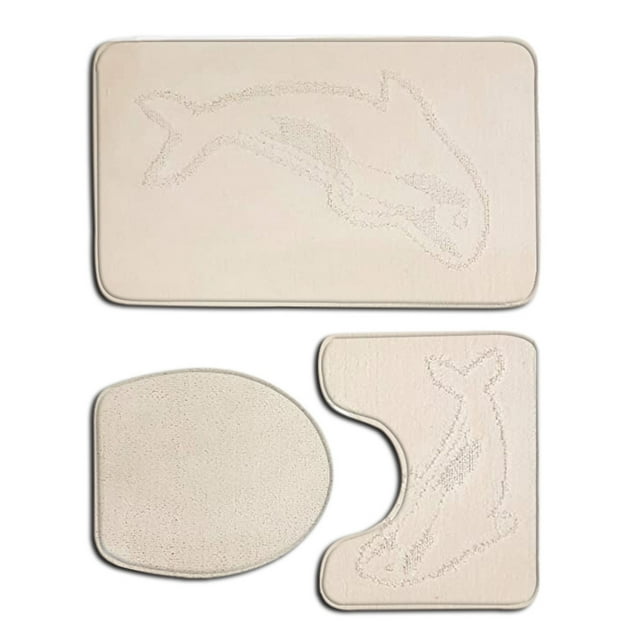 relayinert 3pack/lot Non-Slip And Absorbent Bathroom Mat Set Feet Dry And Fresh Anti-slip Polyester Non-Slip Chenille Bath Rug PJ210611-B001 1Set