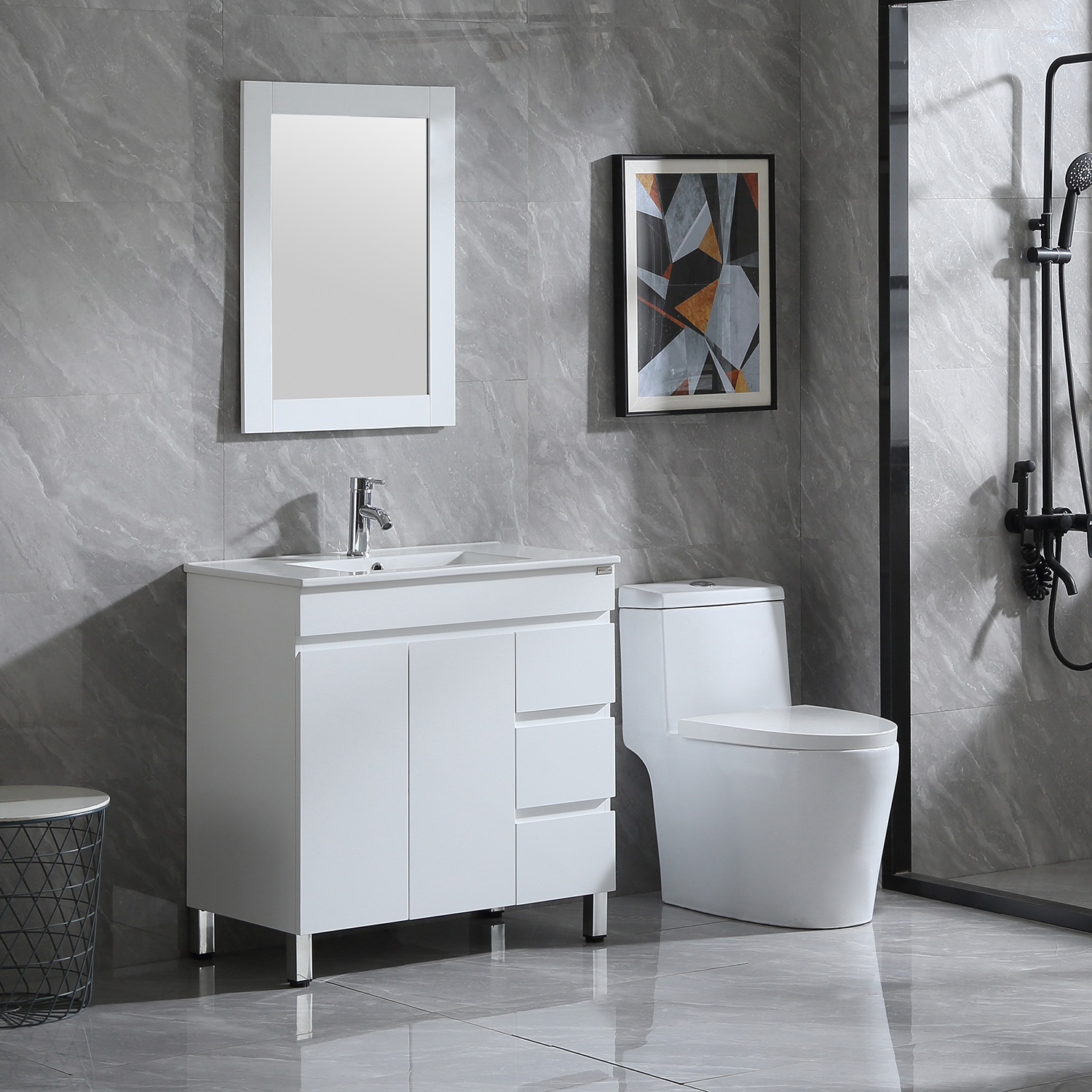 Buy Walcut 32 White Modern Ceramic Vessel Sink Wood Bathroom Vanity Cabinet W Mirror Faucet Online In Indonesia 481508008