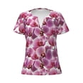 thumbnail image 3 of Naloa Orchids Flowers Print T-Shirts Short Sleeve V Neck Tees for Women Fashion Tops Trendy Lightweight Soft Casual Summer Outfits Clothes, 3 of 5