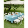 thumbnail image 4 of Outdoor Tablecloths with Umbrella Hole & Zipper, Teal Blue Summer Beach Rectangle Tablecloth 52x70 Inch, Coastal Vacation Blue Wooden Waterproof Table Cloth, Patio/Pool/Picnic Table Covers, 4 of 8