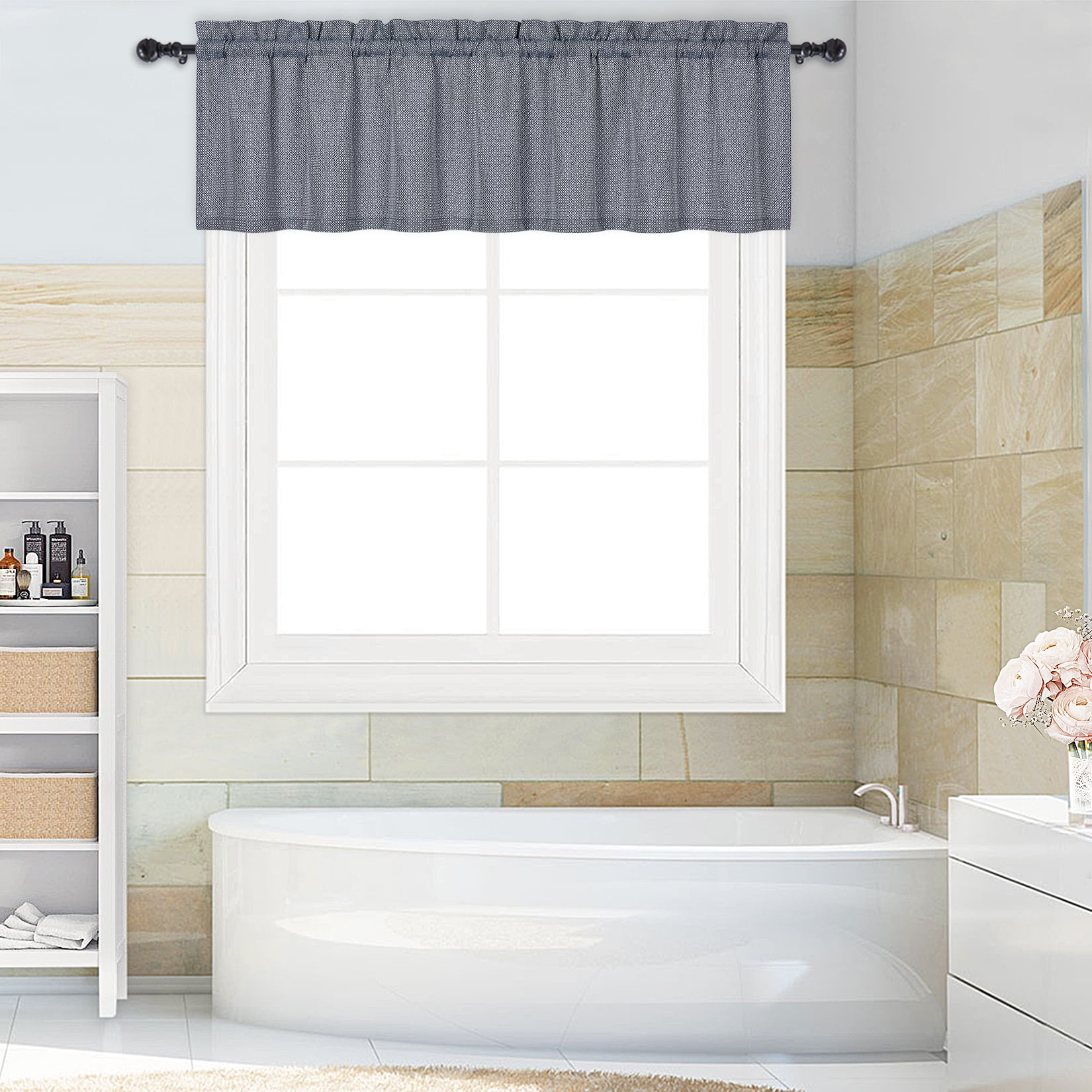 Haperlare Curtain Valance Waterproof Blackout Waffle Weave Kitchen