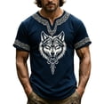 thumbnail image 2 of Viking Shirts for Men Summer Short Sleeve V Neck T-Shirts Vintage Norse Mythology Graphic Tee Shirt, 2 of 5
