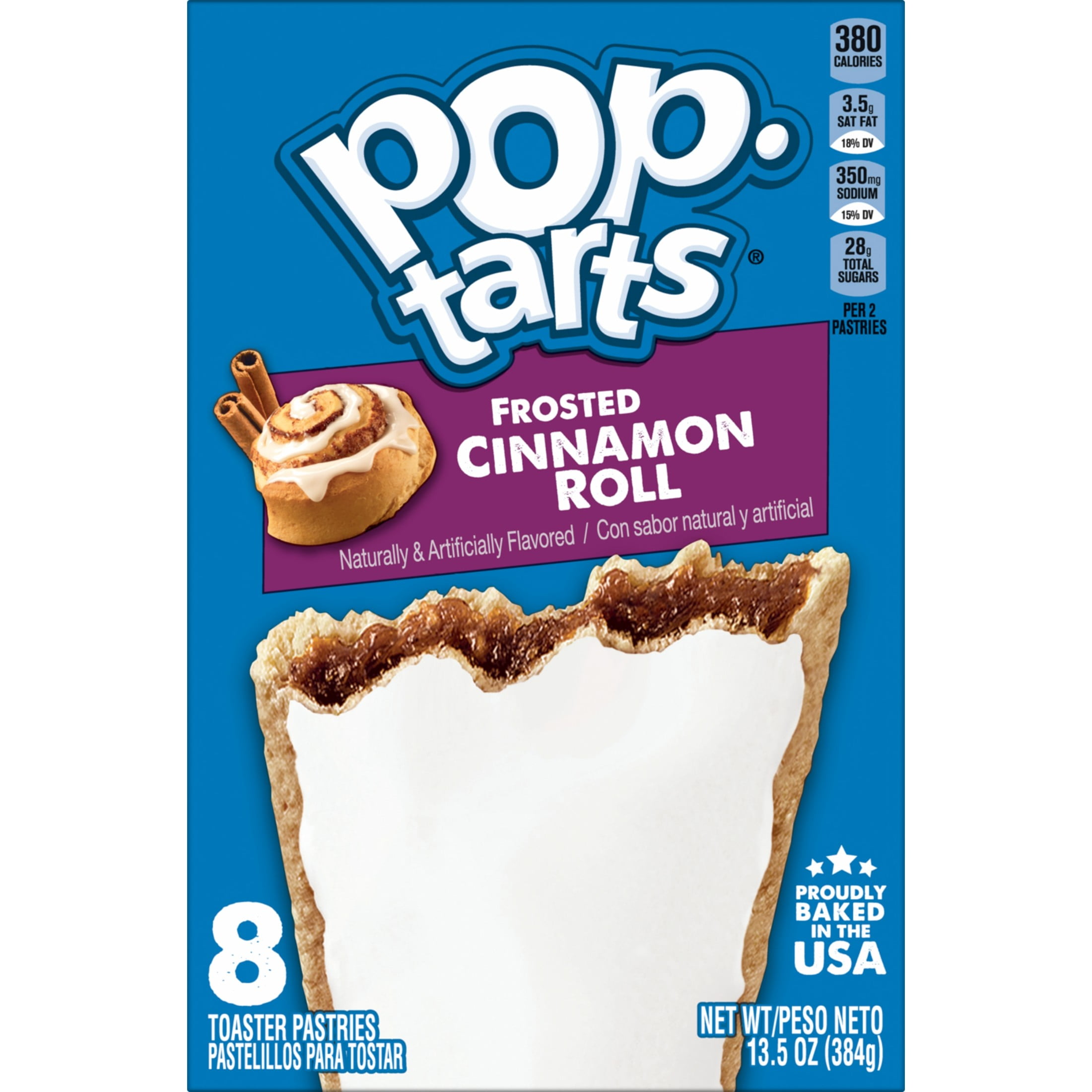 (4 pack) Pop-Tarts Frosted Cinnamon Roll Toaster Pastries, Breakfast Foods, Shelf-Stable, 13.5 oz (8 Count)