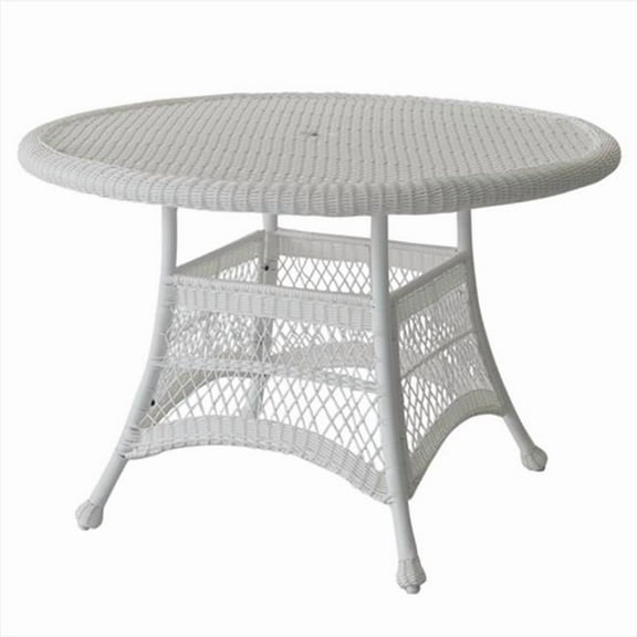 White Wicker 44 In. Round Dining Table