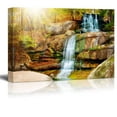 thumbnail image 1 of Beautiful Scenery Landscape Waterfall in Forest in Autumn - Canvas Art Wall Decor - 12" x 18", 1 of 3