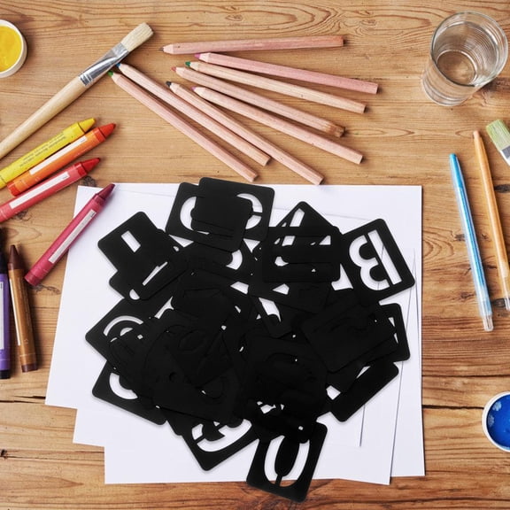 FUEENIRVA DIY Cursive Letter Stencils PP Black for Wall and Furniture Design
