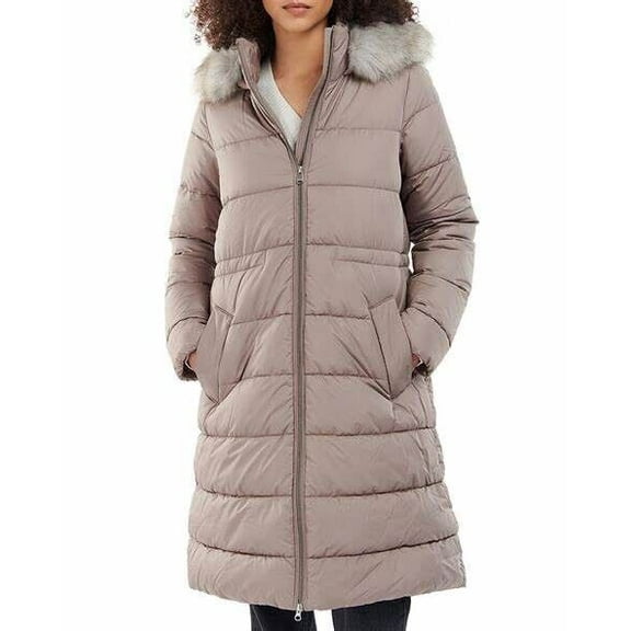 Barbour Francesca Women's Faux Fur Trim Hooded Puffer Coat Size 6 US Size 10 UK