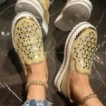 thumbnail image 6 of Xfvqtps Womens Rhinestone Loafers Slip on Shoes Chunky Sole Round Toe Low Heel Casual Footwear for Parties and Daily Wear Yellow, 6 of 9