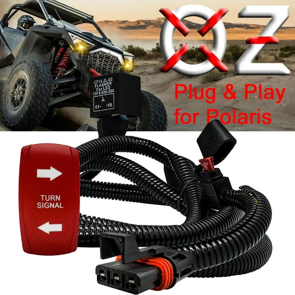 Turn Signal On/Off/On Red Plate Rocker Switch with Pulse Power Busbar Plug Wire Harness Compatible with Polaris Pulse RZR Pro Ranger Crew XP 2018-2023