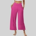 thumbnail image 2 of Comdrip Loose Pants for Women Summer, Women's Solid Color Casual Loose Pocket Sports Pants Casual Pants Wide Leg Pants High Waist Pants Summer Pants for Women Hot Pink 3XL, 2 of 6