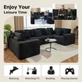 thumbnail image 3 of SOULART 138.5" U Shaped Sectional Couch,Black Cloud Boneless Sofa For Living Room,Plush Corduroy Couches With Deep Seat Chaise Lounge,No Assembly Required, 3 of 11