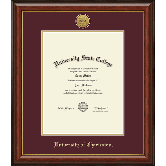 University of Charleston Diploma Frame, Document Size 11" x 14"