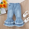thumbnail image 3 of Kucnuzki 12 Months Infant Baby Girls Pants 12-18 Months Flared Denim Pants Jeans Pants Blue, 3 of 7