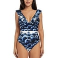 thumbnail image 2 of Fotbe Blueberry Women's Tummy Control Swimsuits Slimming One Piece Bathing Suit Ruffle Wrap V Neck Swimwear-, 2 of 8